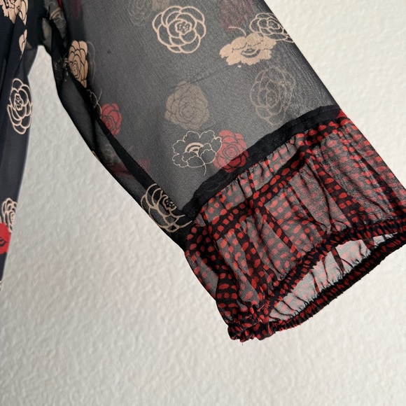 Anthropologie Moulinette Soeurs Silk Floral Sheer Tunic Boho Oversized Dress - Picture 9 of 13